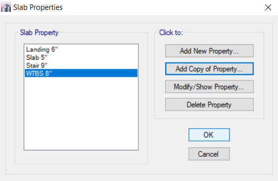 Slab Properties → OK